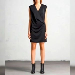 All‎ Saints Callie Drape Dress in Black XS
